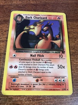 Pokemon Card Dark Charizard 21/82 Non Holo Rare Team Rocket - Lp/nm