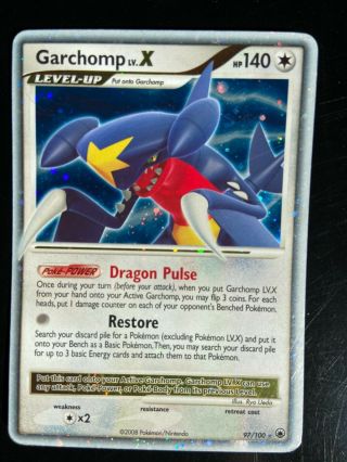Garchomp Lv.  X 97/100 Majestic Dawn Rare Holographic Pokemon Card Nm Wear Drippyy