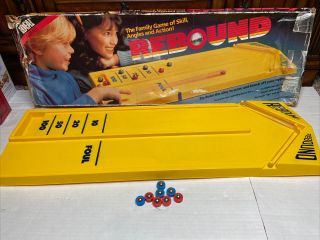 Vintage Rebound Board Game Ideal Games 1986 Pucks Box Skill Angles Action