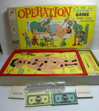 Vintage 1965 Milton Bradley Operation The " Electric " Game W/smoking Doctor Exclt