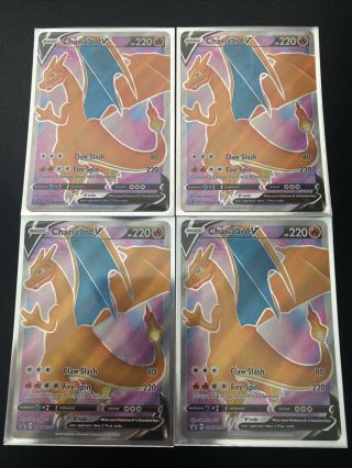 4x Pokémon Charizard V Swsh050 Champion’s Path Ultra Rare Full Art Promo Nm/m
