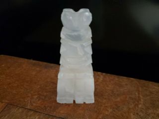 Queen Chess Piece Mexican Aztec Mayan Hand Carved Marble Stone Jade White