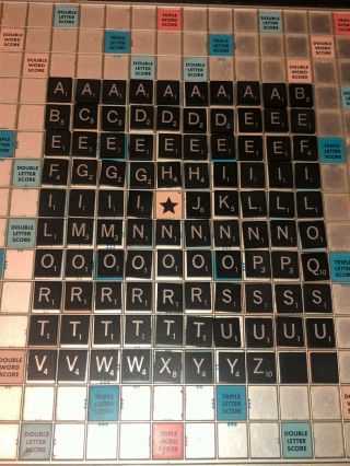 2006 Scrabble Onyx 99 Of 100 Black Wood Tiles W Silver Letters Ex