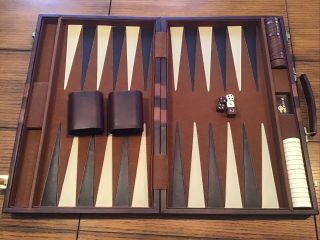 Skor Mor Backgammon Board Game Complete Faux Leather Felt With Case 18 " X 11.  5 "