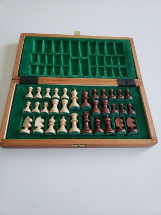 Wood Chess Wooden Magnetic Board Hand Crafted Folding Chessboard Travel Game Set