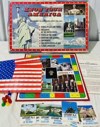 Vintage 1982 Know Your America Family Board Game By Cadaco Usa History Complete