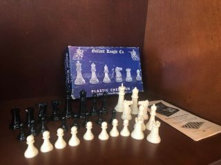 Vintage 1946 Gallant Knight Chess Set Staunton - Box Top And Instructions