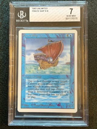 Pirate Ship | Mtg Unlimited Rare | Bgs Beckett | Graded 7 Near (no Subs)