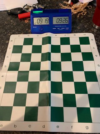 Saitek Competition Game Clock Blue Lights Sound Chess And Rubber Mat