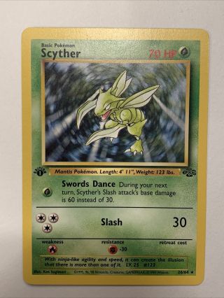 1999 Pokemon Scyther 1st Edition Non Holo Card Jungle Set 10/64 Near