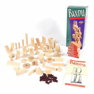 Bandu Wood Shapes Stacking Game 1991 Milton Bradley Missing 1 Piece