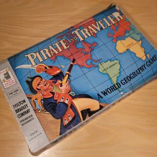 Vintage 1953 Pirate And Traveler Board Game Milton Bradley World Geography 4563d