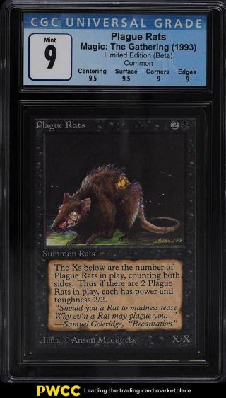1993 Magic The Gathering Mtg Beta Plague Rats C K Cgc 9