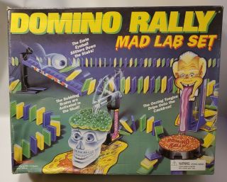 Domino Rally Mad Lab Set 1996 Pressman Complete Packaging 9517 Open Dmgd