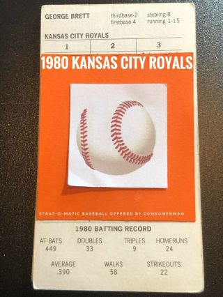 Strat - O - Matic Baseball 1980 Kansas City Royals