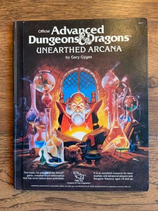 Tsr Advanced Dungeons & Dragons Unearthed Arcana 1st Edition 1985 Ad&d