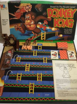 Vintage 1981 Donkey Kong Milton Bradley Board Game - Missing One Barrel