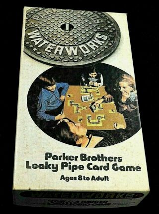 Waterworks Parker Brothers Leaky Pipe Card Game 1972 Complete Rl