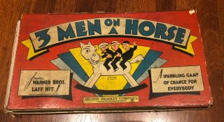 Vintage Three Men On A Horse Movie Board Game Mb Warner Bros 1936 Made In Usa