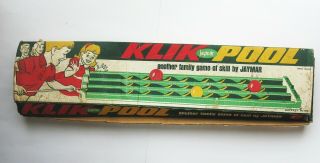 1965 Jaymar Klik Pool Toy Game Set With Cue Stick Vintage Big