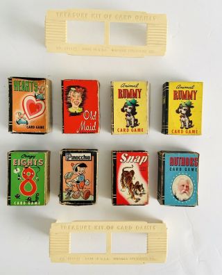 Vintage 60s Peter Pan Mini Cards Set Of 8 Case Treasure Kit Of Card Games