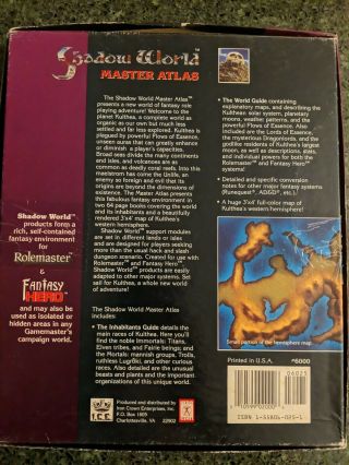 SHADOW WORLD MASTER ATLAS Boxed Box Set I.  C.  E.  Rolemaster Adventure 6000 INC 2