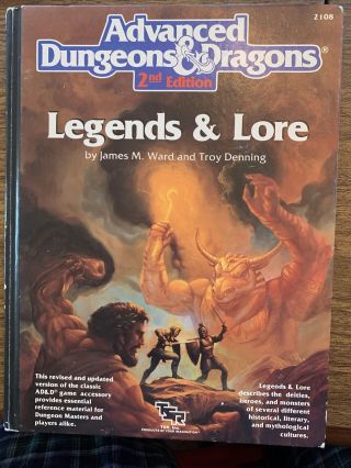Exc Legends And Lore 2nd Edition 2108 1990 Tsr Advanced Dungeons Dragons Ad&d