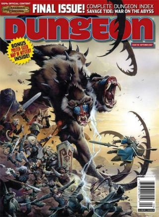 Paizo Dungeon Mag 150 " The Final Issue,  Savage Tide - War On The Abyss,  Vg,