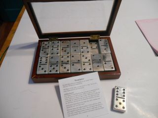 Set Of Silverplate Dominoes In Wood Case International Silver Co
