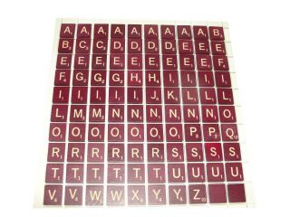 Scrabble Deluxe Edition Letter Tiles Complete Set Of 100 Maroon & " Gold "