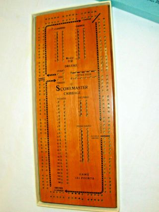 Drueke Scoremaster 1150 Once - A - Round Two Track Cribbage Board With Pegs