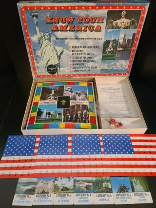 Complete Vintage Know Your America Game 1982 Cadaco Usa