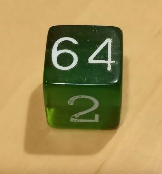 Bakelite 3/4in Translucent Green Backgammon Doubling Cube W/ White Numbers