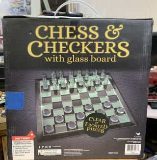 Classic Glass Chess and Checkers Set with Glass Board - LN (C2) 2