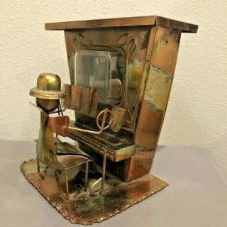 Vtg Sheet Copper Piano Player Music Box Plays The Entertainer By Scott Joplin