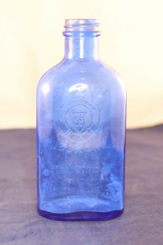 Vintage Milk Of Magnesia Bottle Cobalt Blue Glenbrook Conn.  7 