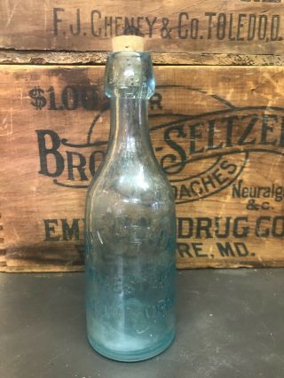 H Hubener York 1880 Blob Top Squat Soda Antique Bottle