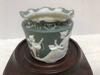 Antique Green Jasper Ware A Fairy In An Angel 2 - Sided Playing Flower Pot