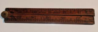 Vintage Lufkin Rule No.  651b Rare 24 " Folding Wood & Brass Ruler Measure Usa