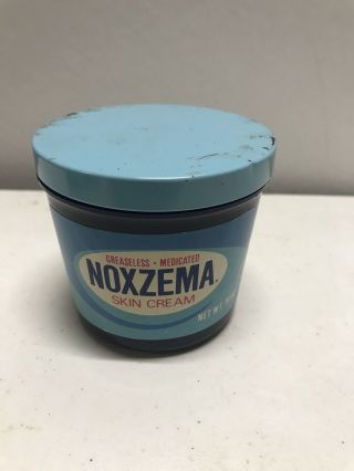 Vintage Noxzema Skin Cream Glass Jar Box Collectible Advertising 1970 