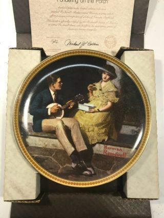Vintage Norman Rockwell Collectible Plate " Pondering On The Porch " - Registered