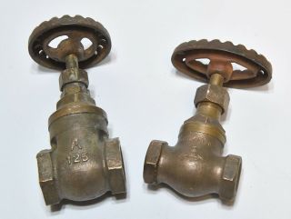2 Vintage Industrial Brass Water Steam Turn Valves Steampunk