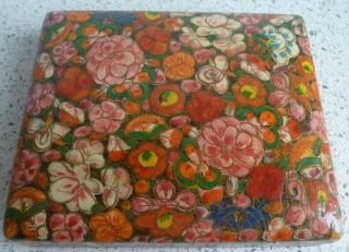 Vintage Trinket Box: Handmade And Hand Painted: Kashmir,  India: Floral