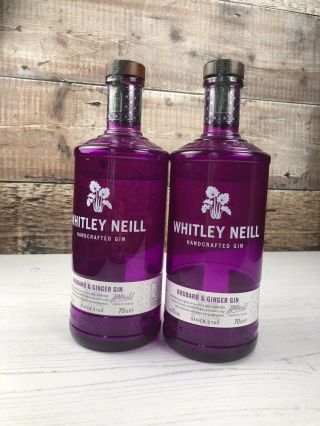 2 Whitley Neill Rhubarb & Ginger Gin Empty 70cl Bottles Purple Upcycle & Craft