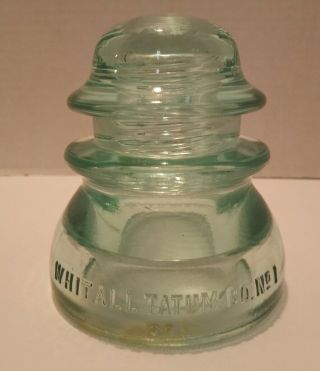 Vintage Whitall Tatum Co.  No.  1 Made In Usa Light Ice Blue Glass Insulator 32