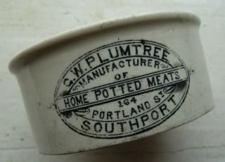 Earlier G.  W.  Plumtree Potted Meats Paste Dish Southport C 1890s.