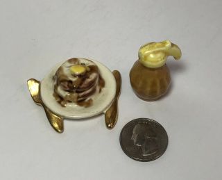 Arcadia Miniature Plate Of Pancakes And Syrup Jar Salt & Pepper Shakers
