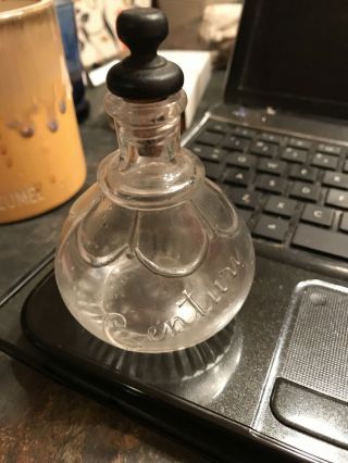 Vintage Glass Bottle With Cork Top Old
