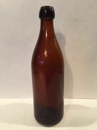 1860s Rare Amber - Red Hand Blown Blob Top Beer Or Soda Bottle Sb - 0362