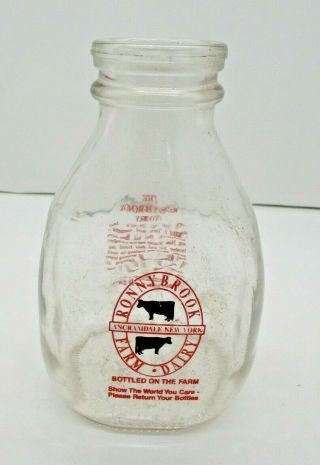 Ronnybrook 16oz Glass Milk Bottle Vintage Dairy